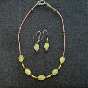 Beaded necklace and earrings bundle